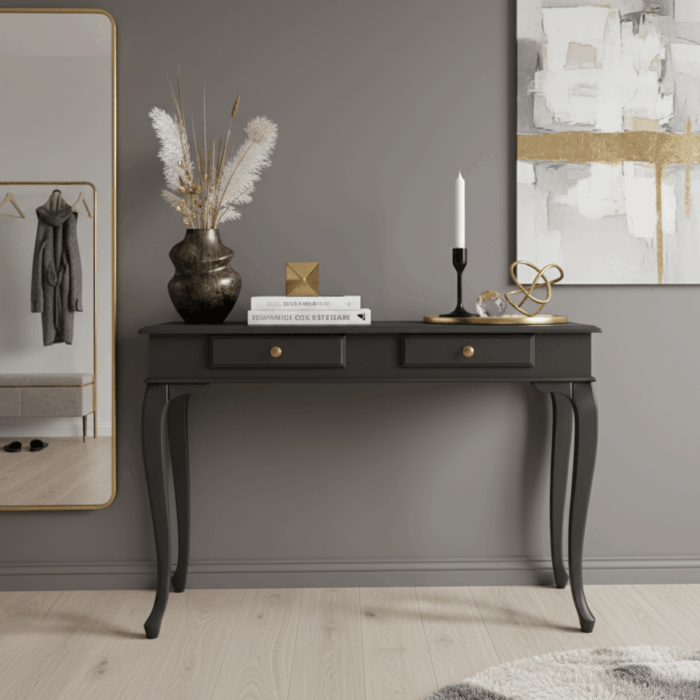 Wooding Mobilya 100 Cm Masif Lükens Antrasit Dresuar