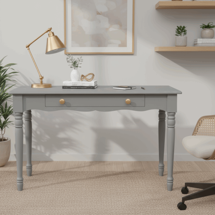 Wooding Mobilya 100 Cm Masif Gri Tornalı Çalışma Masası