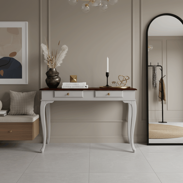 Wooding Mobilya 100 Cm Masif Lükens Açık Gri Ceviz Dresuar