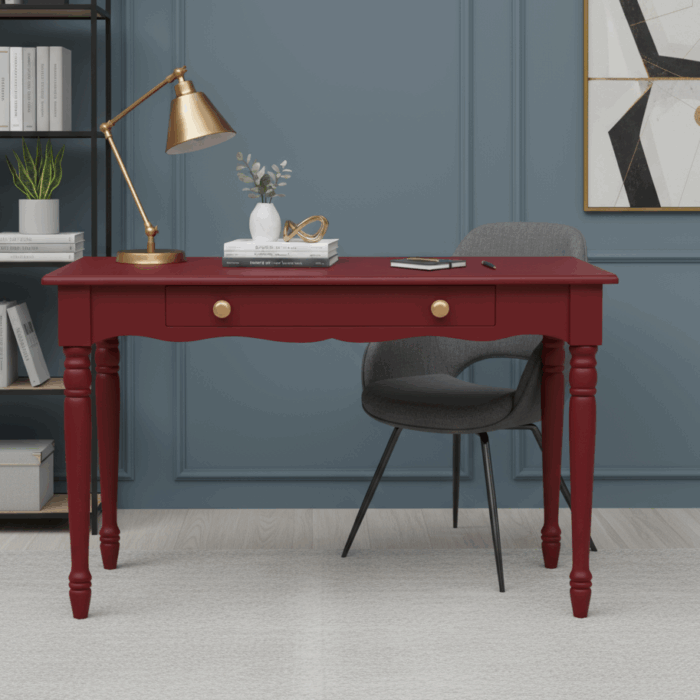 Wooding Mobilya 100 Cm Masif Kırmızı Tornalı Çalışma Masası