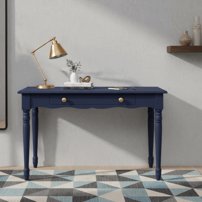 Wooding Mobilya 100 Cm Masif Lacivert Tornalı Çalışma Masası