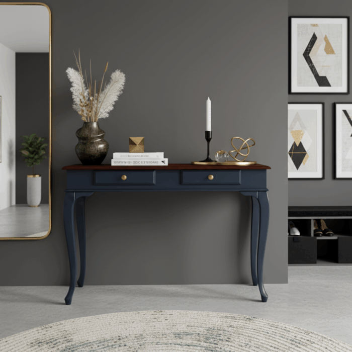 Wooding Mobilya 100 Cm Masif Lükens Lacivert Ceviz Dresuar