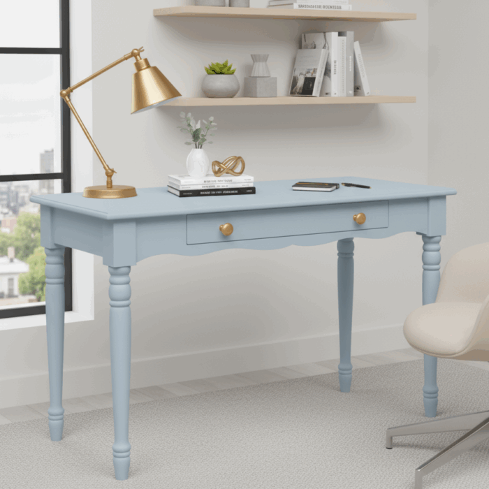 Wooding Mobilya 100 Cm Masif Mavi Tornalı Çalışma Masası