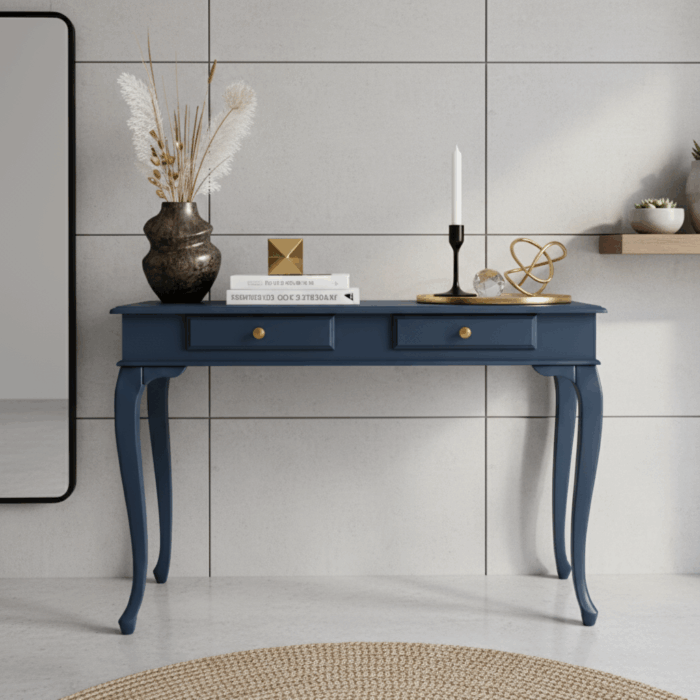 Wooding Mobilya 100 Cm Masif Lükens Koyu Mavi Dresuar