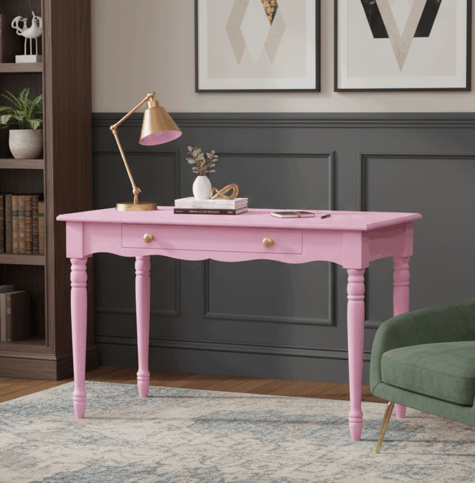 Wooding Mobilya 100 Cm Masif Pembe Tornalı Çalışma Masası