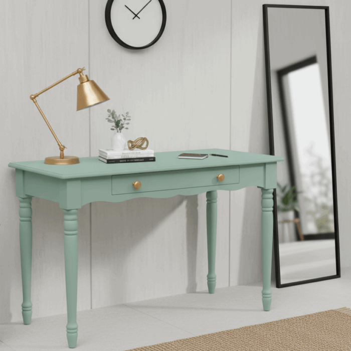 Wooding Mobilya 100 Cm Masif Su Yeşili Tornalı Çalışma Masası