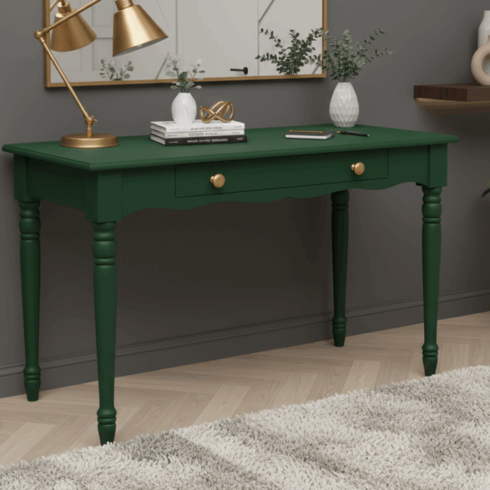 Wooding Mobilya 100 Cm Masif Yeşil Tornalı Çalışma Masası