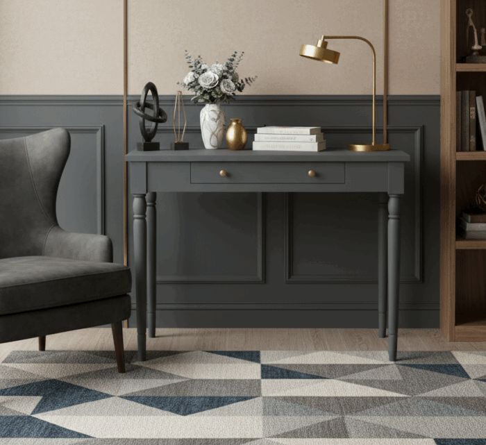 Wooding Mobilya 100 Cm Masif Tornalı Antrasit Çalışma Masası