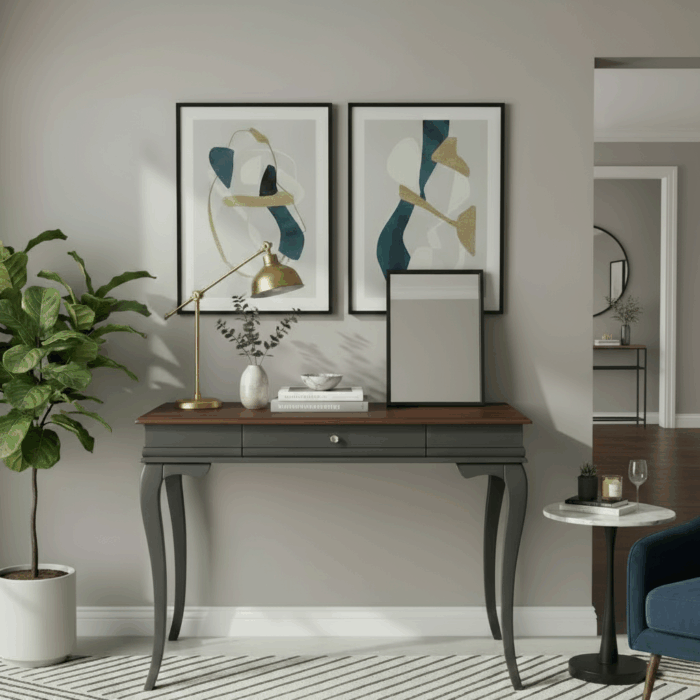 Wooding Mobilya 100 Cm Masif Rustik Antrasit Ceviz Dresuar