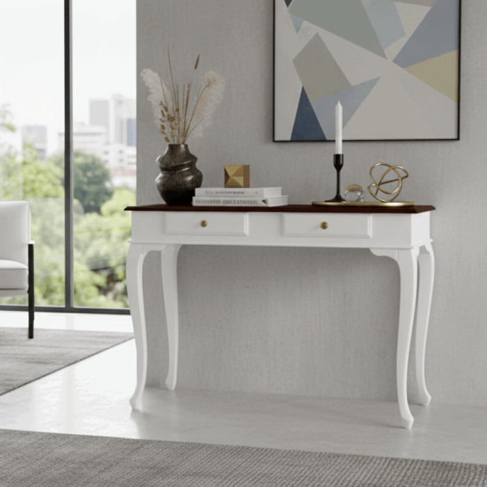 Wooding Mobilya 100 Cm Masif Lükens Beyaz Ceviz Çalışma Masası