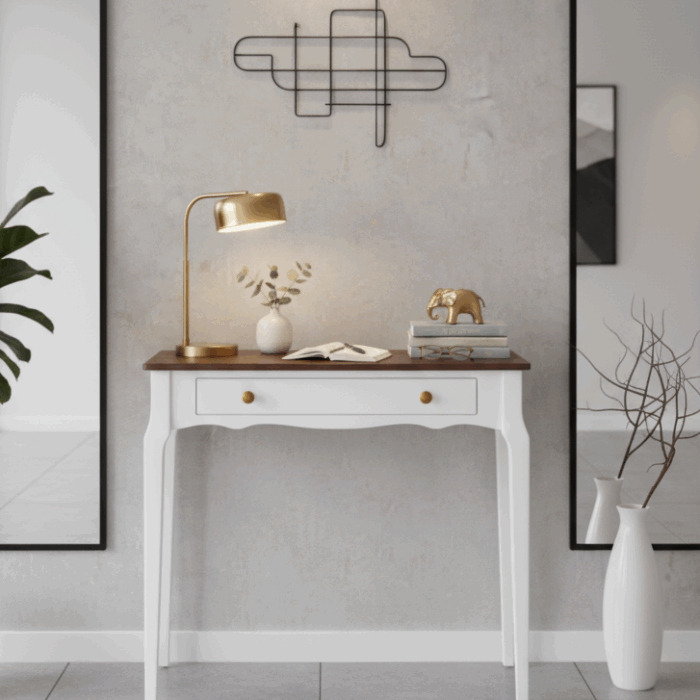 Wooding Mobilya 100 Cm Masif Konik Beyaz Ceviz Dresuar