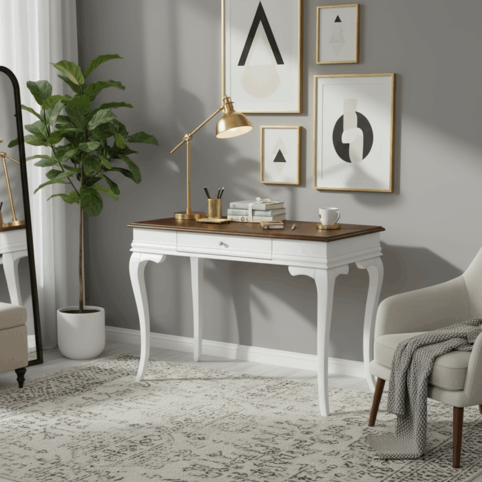 Wooding Mobilya 100 Cm Masif Rustik Beyaz Ceviz Dresuar