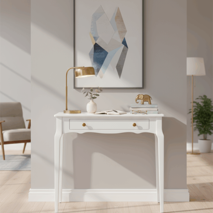 Wooding Mobilya 100 Cm Masif Konik Beyaz Dresuar