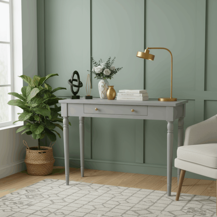 Wooding Mobilya 100 Cm Masif Tornalı Gri Çalışma Masası