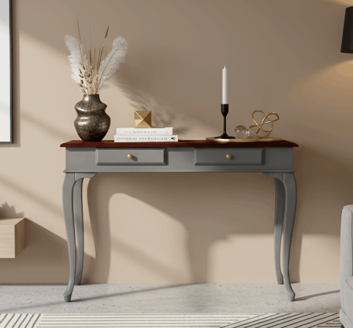 Wooding Mobilya 100 Cm Masif Lükens Gri Ceviz Çalışma Masası