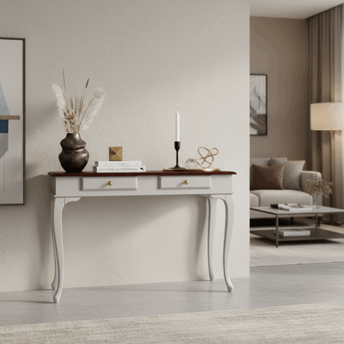 Wooding Mobilya 100 Cm Masif Lükens Açık Gri  Ceviz Çalışma Masası