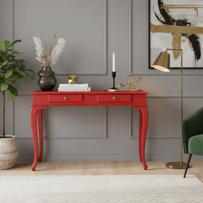 Wooding Mobilya 100 Cm Masif Lükens Kırmızı Çalışma Masası