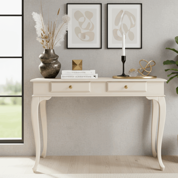 Wooding Mobilya 100 Cm Masif Lükens Krem Çalışma Masası