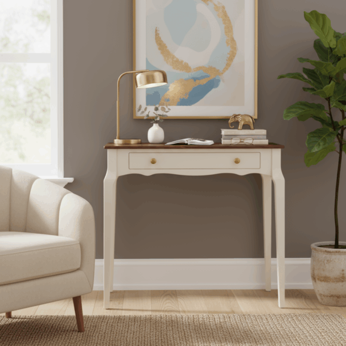 Wooding Mobilya 100 Cm Masif Konik Krem Ceviz Dresuar