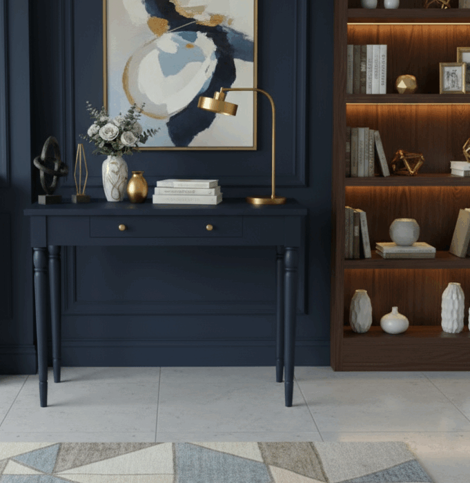 Wooding Mobilya 100 Cm Masif Tornalı Lacivert Çalışma Masası