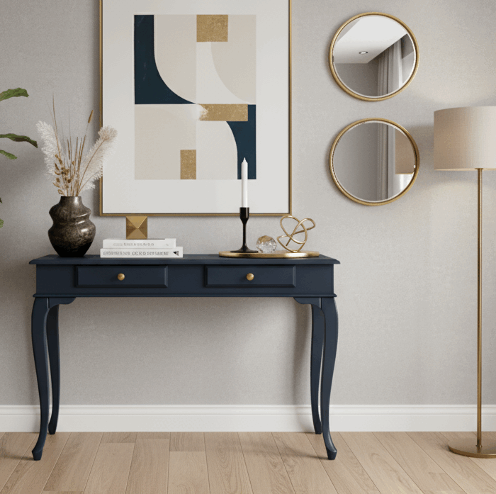 Wooding Mobilya 100 Cm Masif Lükens Lacivert Çalışma Masası