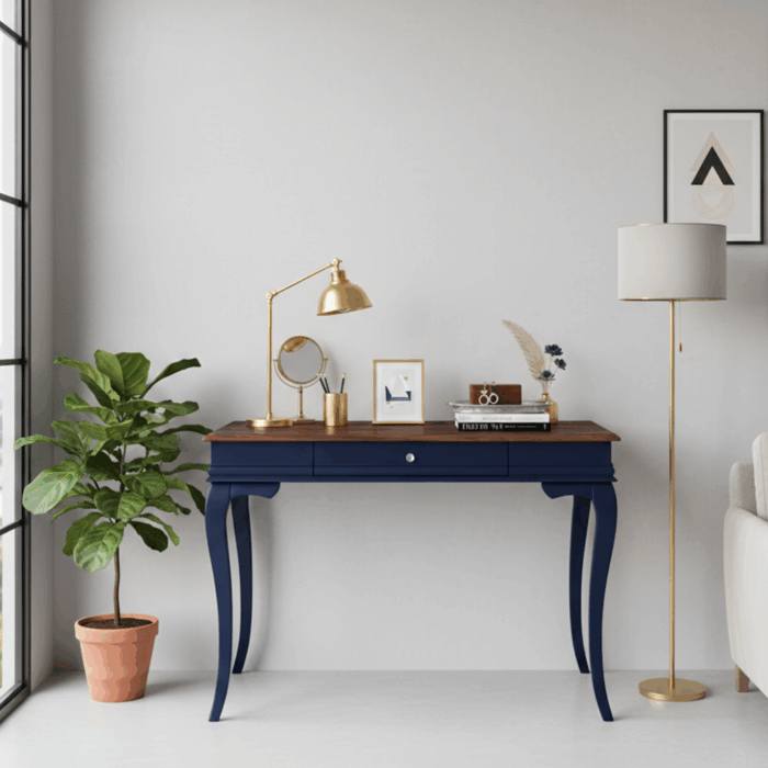 Wooding Mobilya 100 Cm Masif Rustik Lacivert Ceviz Dresuar