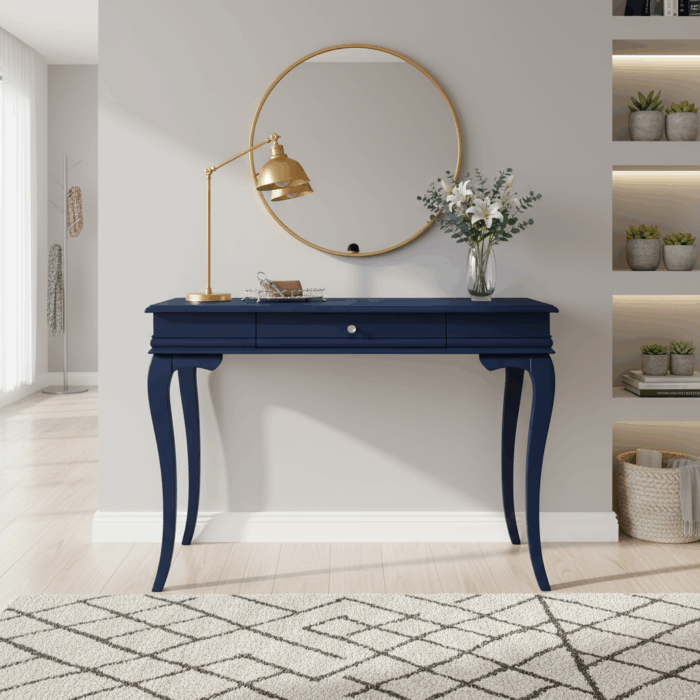 Wooding Mobilya 100 Cm Masif Rustik Lacivert Dresuar