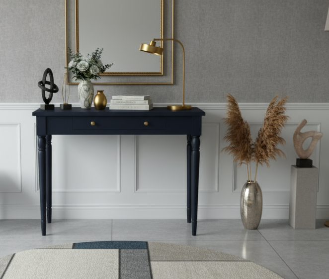 Wooding Mobilya 100 Cm Masif Tornalı Lacivert Dresuar