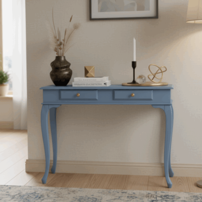 Wooding Mobilya 100 Cm Masif Lükens Açık Mavi Çalışma Masası