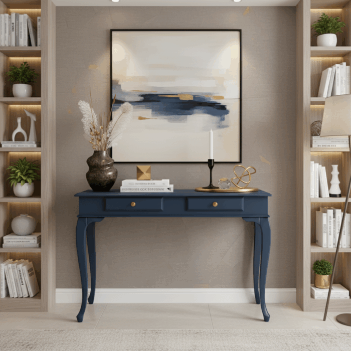 Wooding Mobilya 100 Cm Masif Lükens Koyu Mavi Çalışma Masası