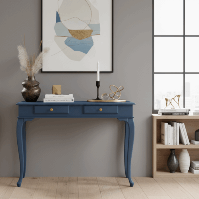 Wooding Mobilya 100 Cm Masif Lükens Mavi Çalışma Masası