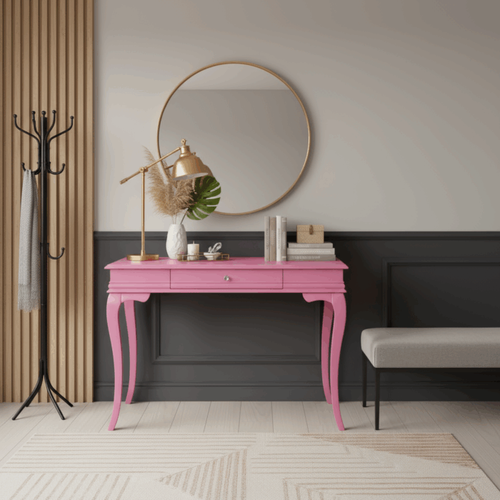 Wooding Mobilya 100 Cm Masif Rustik Pembe Dresuar