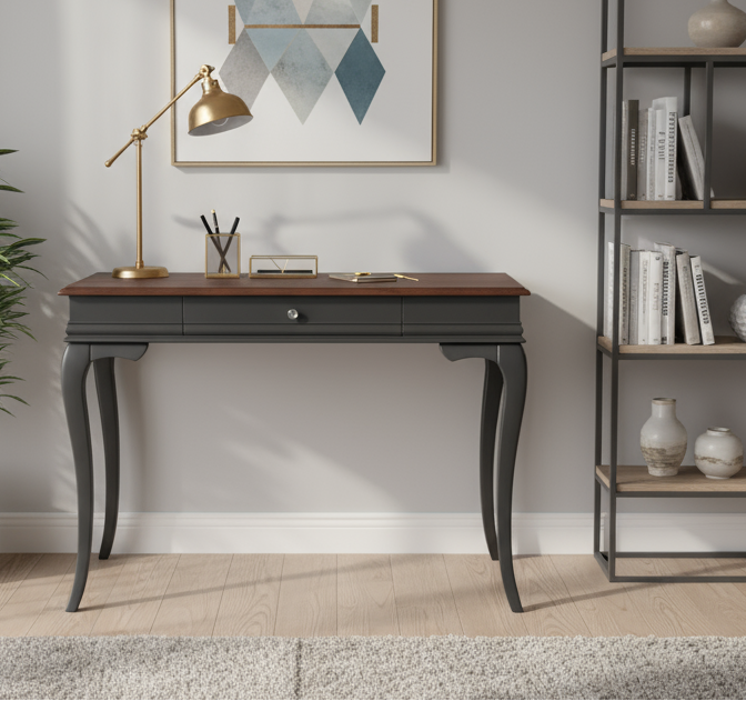 Wooding Mobilya 100 Cm Masif Rustik Antrasit Ceviz Çalışma Masası