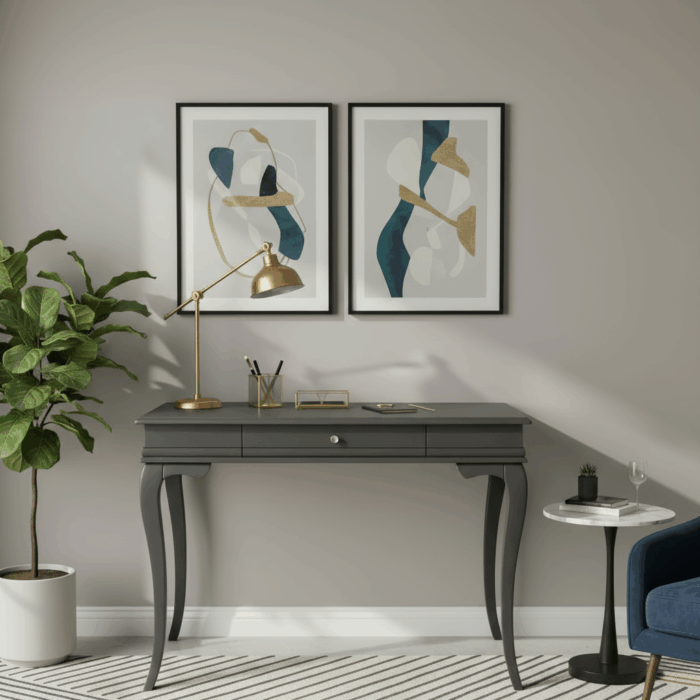 Wooding Mobilya 100 Cm Masif Rustik Antrasit Çalışma Masası