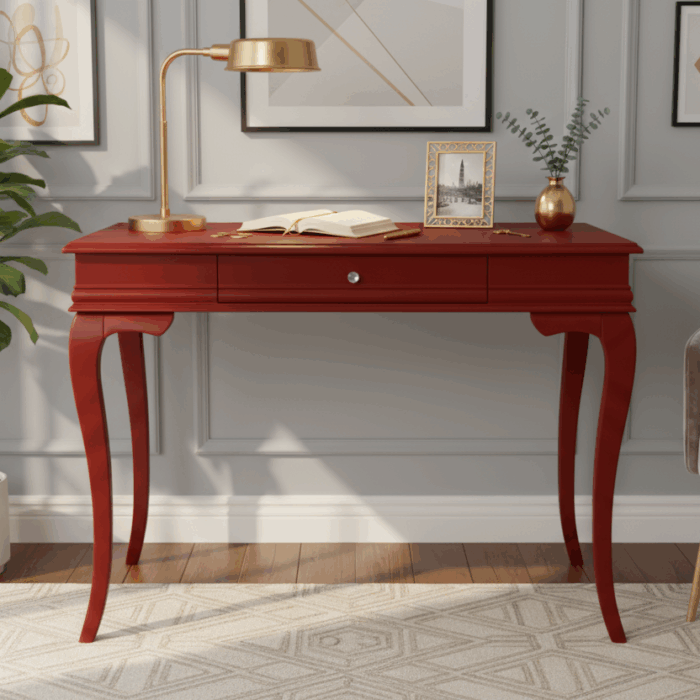 Wooding Mobilya 100 Cm Masif Rustik Bordo Çalışma Masası