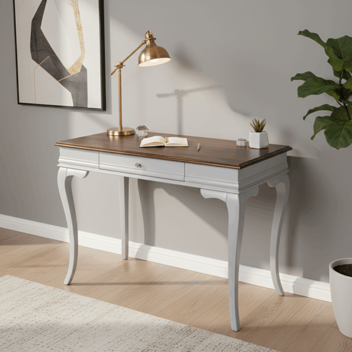 Wooding Mobilya 100 Cm Masif Rustik Gri Ceviz Çalışma Masası