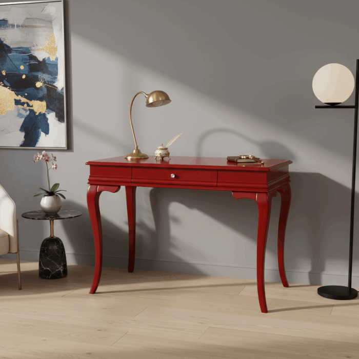 Wooding Mobilya 100 Cm Masif Rustik Kırmızı Çalışma Masası