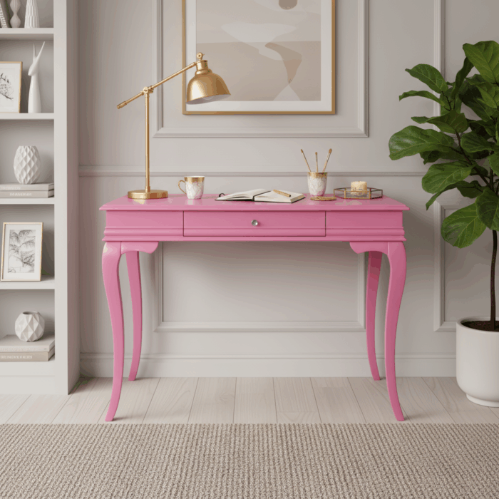 Wooding Mobilya 100 Cm Masif Rustik Pembe Çalışma Masası