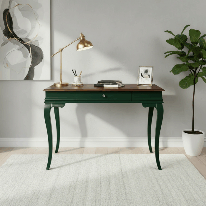 Wooding Mobilya 100 Cm Masif Rustik Yeşil Ceviz Çalışma Masası