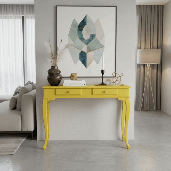 Wooding Mobilya 100 Cm Masif Lükens Sarı Çalışma Masası