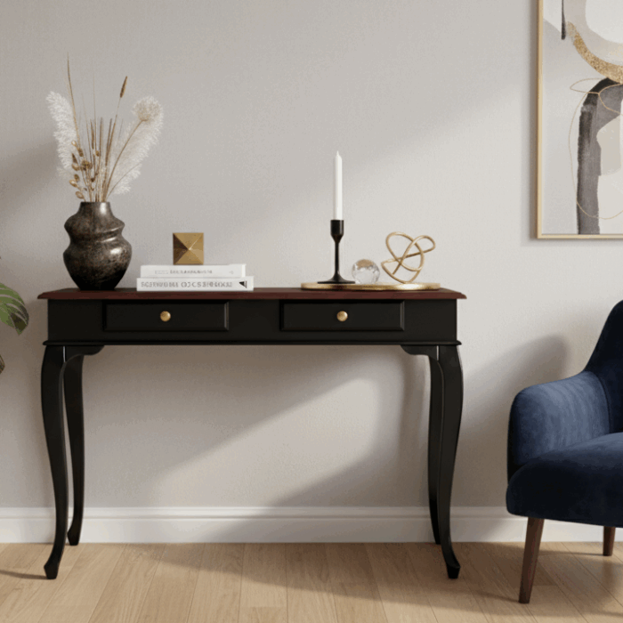 Wooding Mobilya 100 Cm Masif Lükens Siyah Ceviz Çalışma Masası