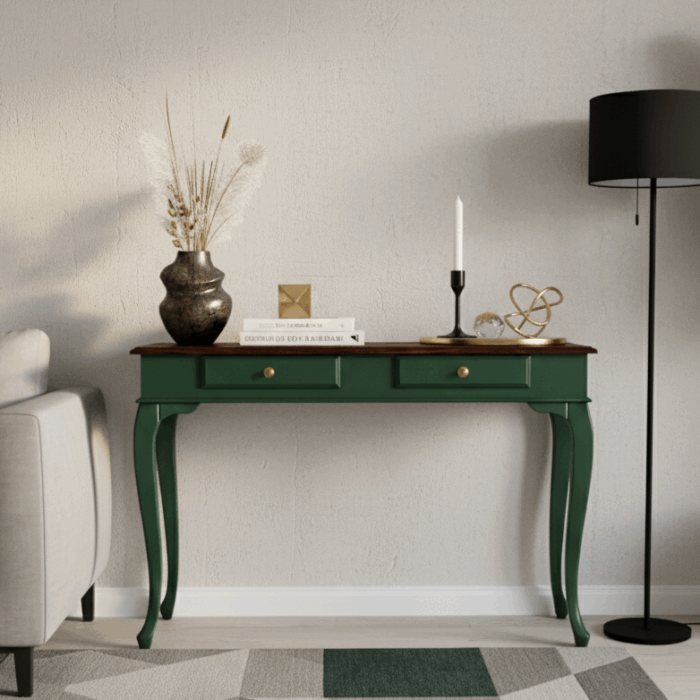 Wooding Mobilya 100 Cm Masif Lükens Yeşil Ceviz Çalışma Masası