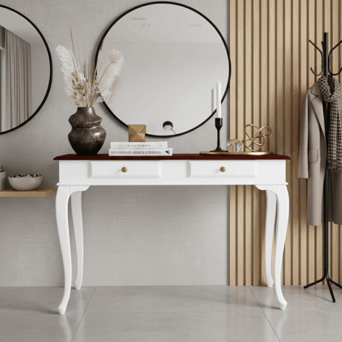 Wooding Mobilya 110 Cm Masif Lükens Beyaz Ceviz Dresuar