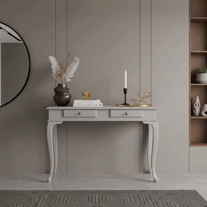 Wooding Mobilya 110 Cm Masif Lükens Açık Gri Dresuar