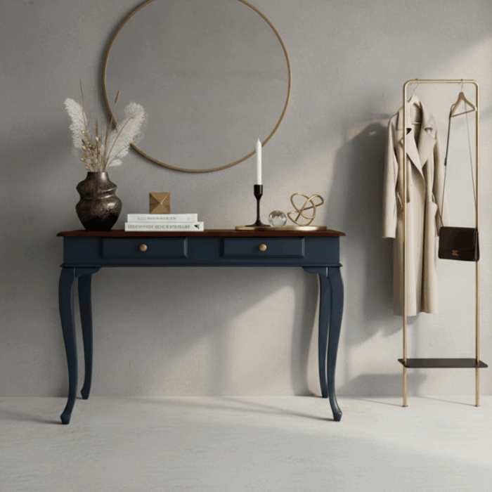 Wooding Mobilya 110 Cm Masif Lükens Lacivert Ceviz Dresuar