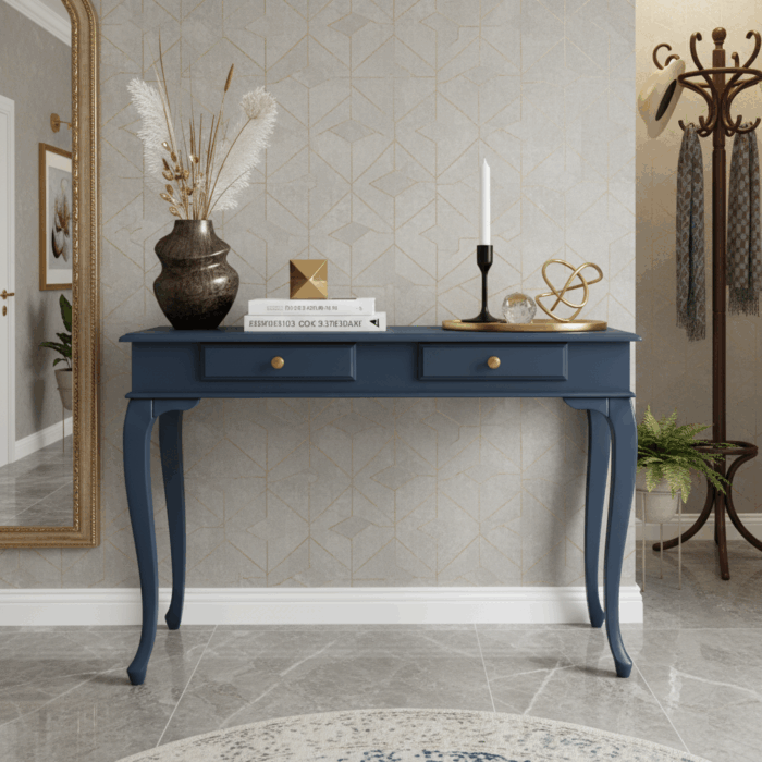 Wooding Mobilya 110 Cm Masif Lükens Koyu Mavi Dresuar