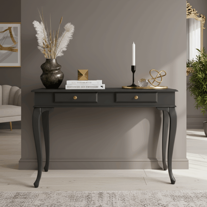 Wooding Mobilya 110 Cm Masif Lükens Antrasit Çalışma Masası