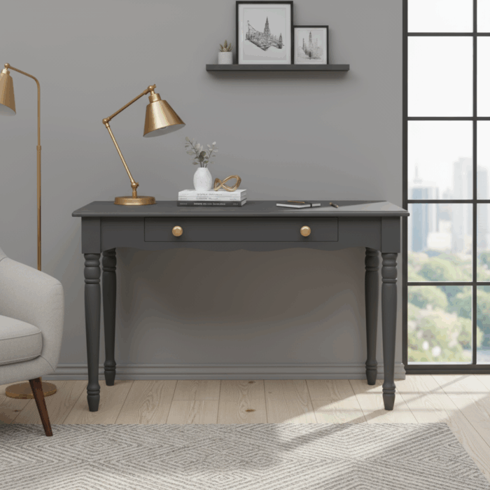 Wooding Mobilya 110 Cm Masif Antrasit Tornalı Çalışma Masası