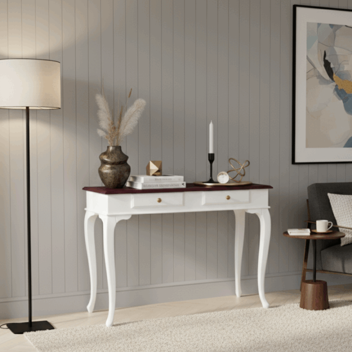 Wooding Mobilya 110 Cm Masif Lükens Beyaz Ceviz Çalışma Masası