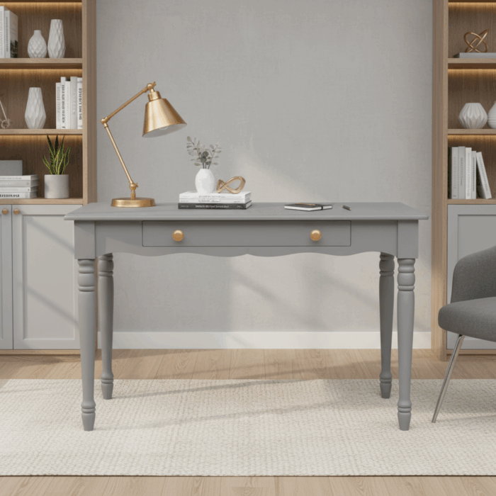 Wooding Mobilya 110 Cm Masif Gri Tornalı Çalışma Masası